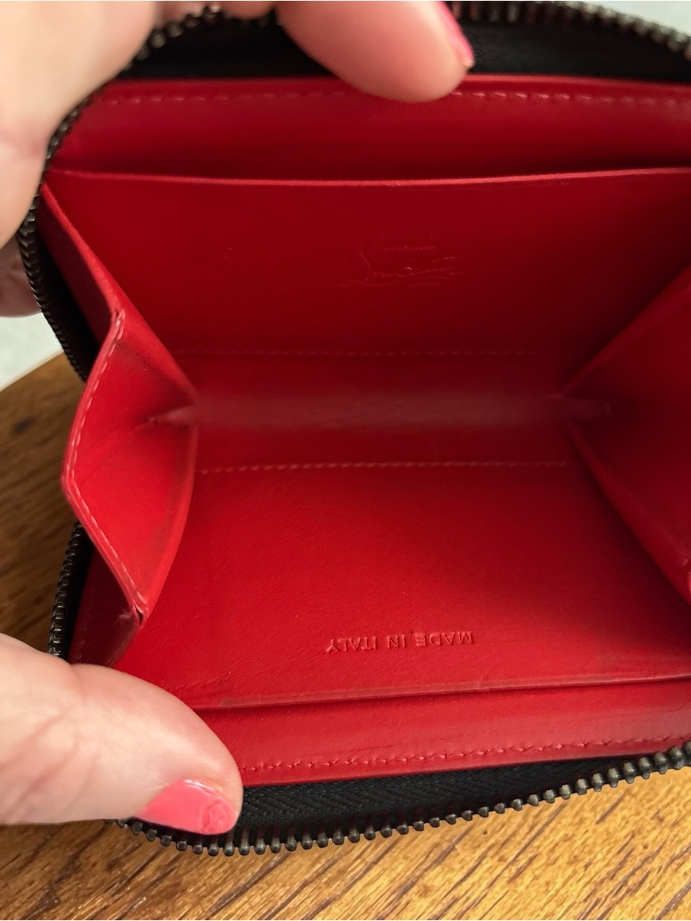 Christian Louboutin Black Studded Zip Around Wallet Gunmetal Spike - Picture 4 of 4